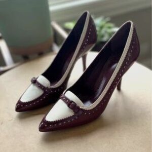 Tory Burch Burgundy and Ivory Heels